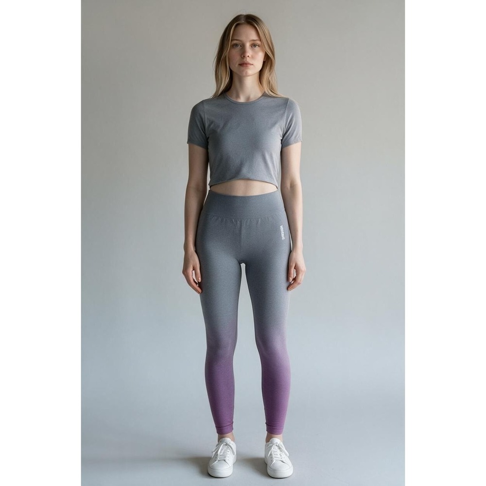 GYMSHARK Women's Ombre Seamless  High Waisted Leggings Gray/Pink  Size X-Large